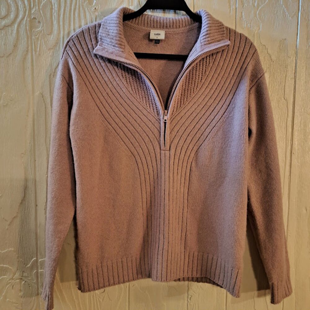 cabi Park City Pullover 1/4 Zip Ribbed Sweater Mauve Lilac 4605 Size Small